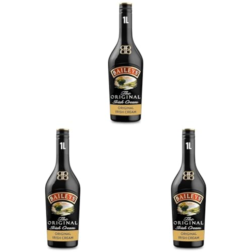 Baileys Original, Irish Cream Likör, weltbekannter Sahnelikör, beliebte Klassiker unter den Bestsellern, 17% vol, 1000ml, Einzelflasche (Packung mit 3) von Baileys