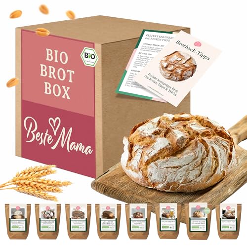 Bake with Love Bio Brot Probierbox Beste Mama der Welt | Mama Geschenk | Beste Mama Geschenkkorb gefüllt mit 8 Brotbackmischungen Mama Geburtstagsgeschenk für Eltern von Bake with Love