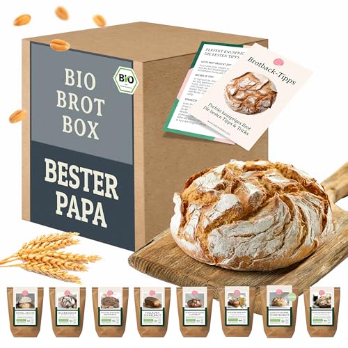 Bake with Love Bio Brot Probierbox Bester Papa der Welt | Papa Geschenk | Bester Papa Geschenkkorb gefüllt mit 8 Brotbackmischungen Papa Geburtstagsgeschenk von Bake with Love