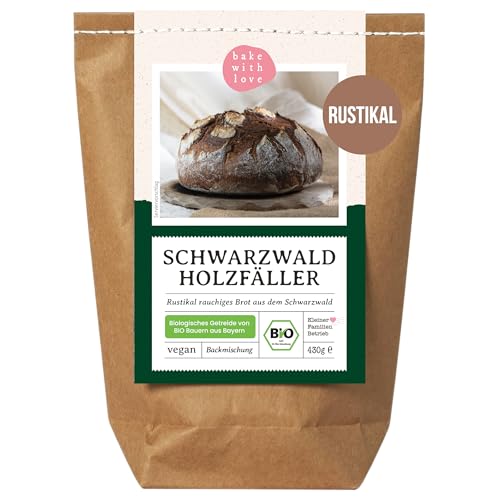 Bio Holzfäller Brot Backmischung aus dem Schwarzwald | Rustikal & knusprig wie vom Bäcker | Für Ofen und Brotbackautomat | Bake with Love (1er Pack) von Bake with Love