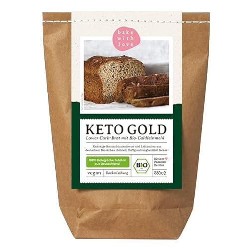 Bio Keto Lower Carb Brot Backmischung - Eiweiß-Brot-Alternative vegan kohlenhydratarmes Proteinbrot auch für Brotbackautomat Bake with Love (1er Pack) von Bake with Love