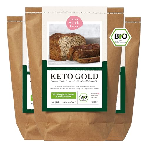 Bio Keto Lower Carb Brot Backmischung - Eiweiß-Brot-Alternative vegan kohlenhydratarmes Proteinbrot auch für Brotbackautomat Bake with Love (3er Pack) von Bake with Love