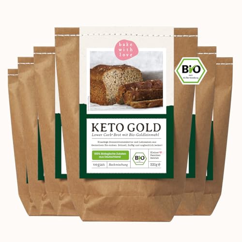 Bio Keto Lower Carb Brot Backmischung - Eiweiß-Brot-Alternative vegan kohlenhydratarmes Proteinbrot auch für Brotbackautomat Bake with Love (6er Pack) von Bake with Love