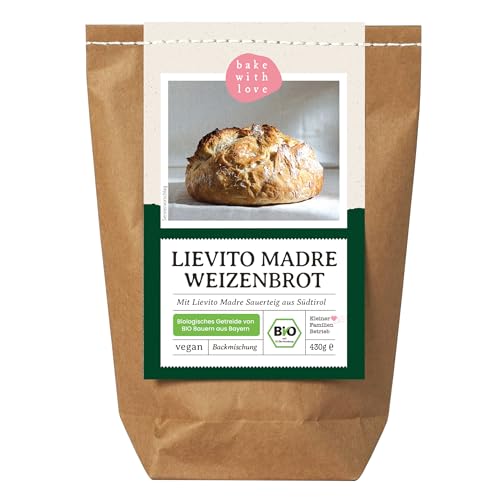 Bio Lievito Madre Brot Backmischung - Brotbackmischung italienisches Weißbrot mit Sauerteig - Brotbackautomat geeignet - Bake with Love - (1er Pack) von Bake with Love