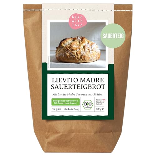 Bio Lievito Madre Brot Backmischung - Brotbackmischung italienisches Weißbrot mit Sauerteig - Brotbackautomat geeignet - Bake with Love - (1er Pack) von Bake with Love