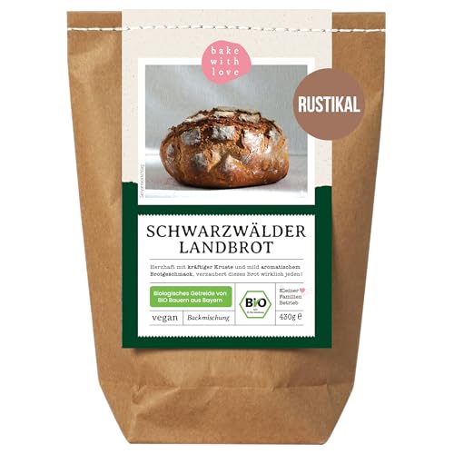 Bio Schwarzwälder Landbrot Brot Backmischung - Brotbackmischung für rustikales Brot - auch für Brotbackautomat geeignet - Bake with Love - (1er Pack) von Bake with Love