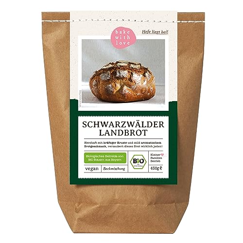 Bio Schwarzwälder Landbrot Brot Backmischung - Brotbackmischung für rustikales Brot - auch für Brotbackautomat geeignet - Bake with Love - (1er Pack) von Bake with Love