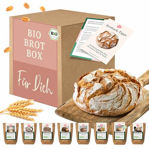 Brot Geschenkbox „Für Dich“ – Präsentkorb mit 8 Bio Brotbackmischungen – Geschenk für Frauen, Mama, beste Freundin– Perfekt zu Ostern, Geburtstag & Muttertag von Bake with Love