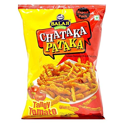 Balaji Chataka Pataka Tangy Tomato Maisstangen mit Tomaten-Geschmack - 65g von Balaji