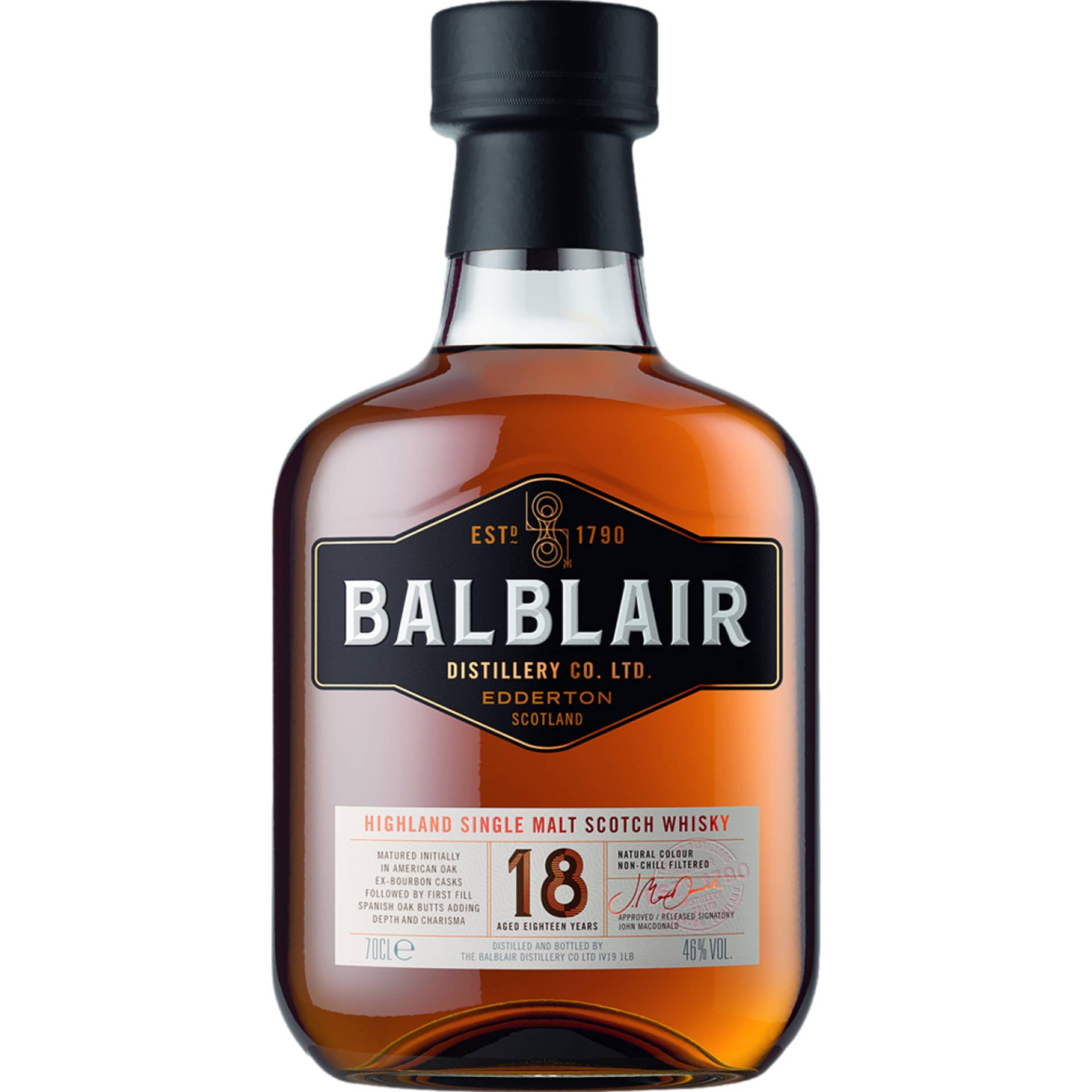 Balblair 18 Years Old Single Malt, Scotch Whisky, 0,7 L, 46% Vol., in Geschenketui, Schottland, Spirituosen von Balblair Distillery, Edderton, Tain, Ross-Shire IV19 1LB Großbritannien
