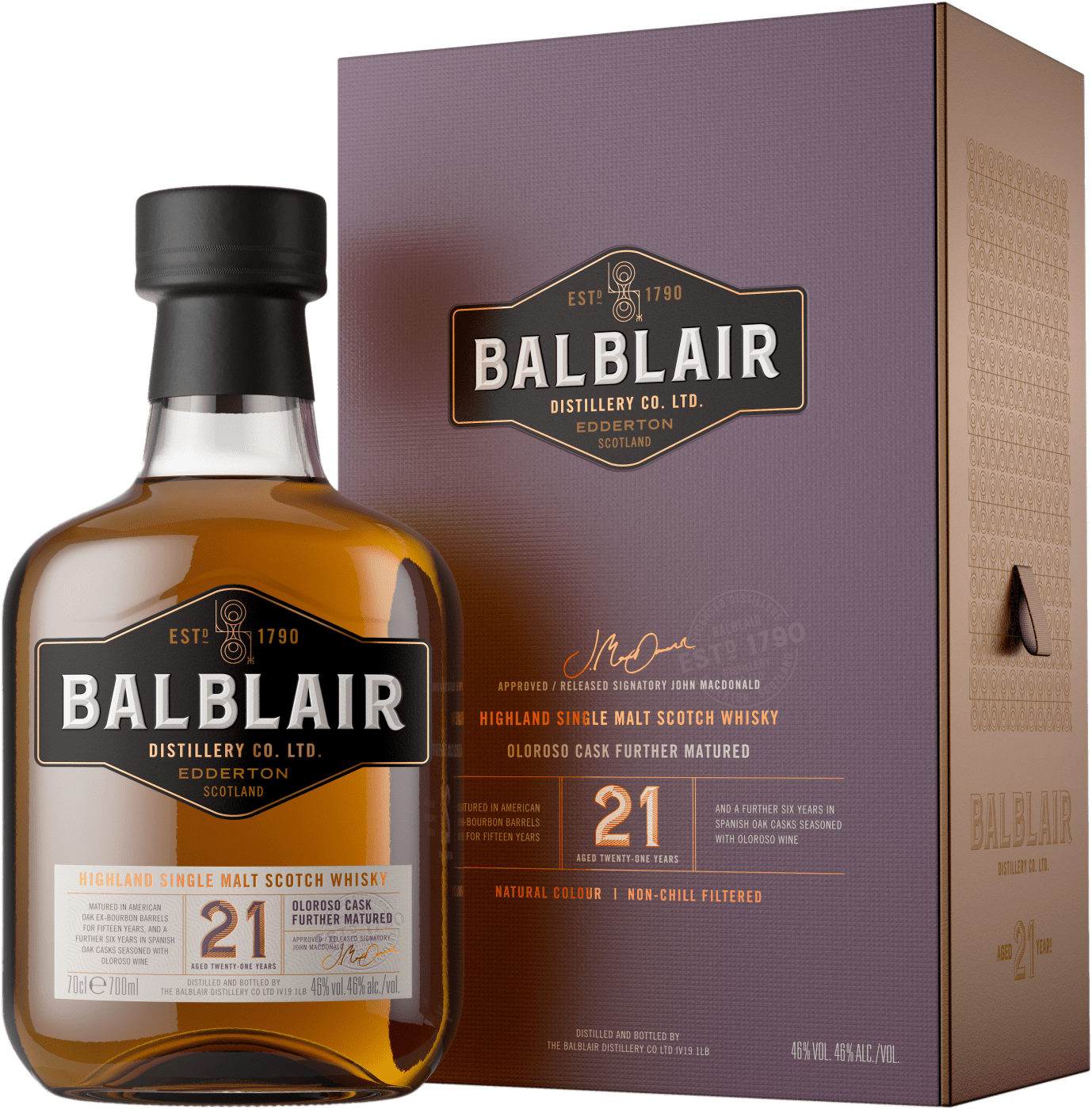 Balblair 21 Years Old Single Malt Scotch Whisky in Geschenkverpackung von Balblair