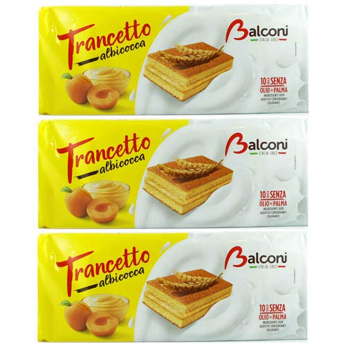 3x Balconi Trancetto albicocca 'Bisquitkuchen mit Aprikosencremefüllung', 280 g von Balconi S.p.A.