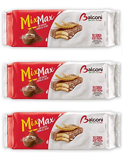 3x Balconi Mix Max Cacao Biskuit mit Schokolade überzogen mit Kakaocreme Mini-Schokoladenkuchen ( 10 x 35g ) 350g von Balconi
