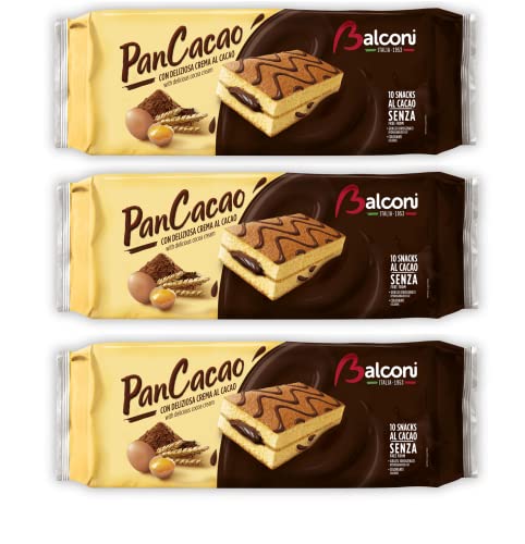 3x Balconi PanCacao Snack al Cacao Weicher Biskuitkuchen und Süße Kakaocreme 280g von Balconi