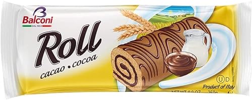 3x Balconi Roll Cacao Kakao kuchen Kakaoröllchen Güte mit Kakaocreme 250g Italienische Köstlichkeiten von Balconi
