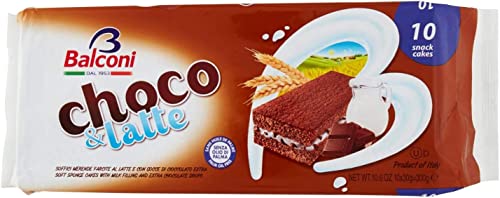 6x Balconi Choco Latte con crema stracciatella Kuchen Snacks mit Stracciatella-Creme (10x30g) 300g von Balconi