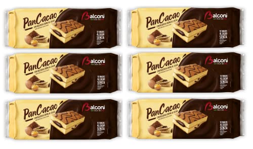 6x Balconi PanCacao Snack al Cacao Weicher Biskuitkuchen und Süße Kakaocreme 280g von Balconi