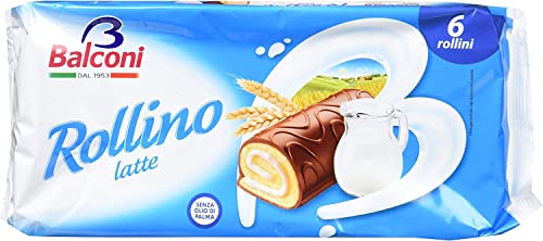 6x Balconi Rollino Latte Milk Mini Kuchen mit Milchcreme mit Schokolade überzogen (6x37g) 222g von Balconi