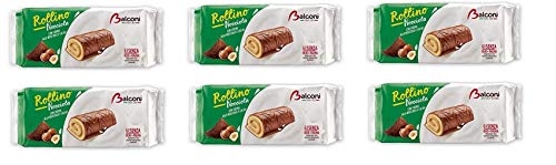 6x Balconi Rollino Nocciola Mini Kuchen mit Haselnusscreme mit Schokolade überzogen (6x37g) 222g von Balconi