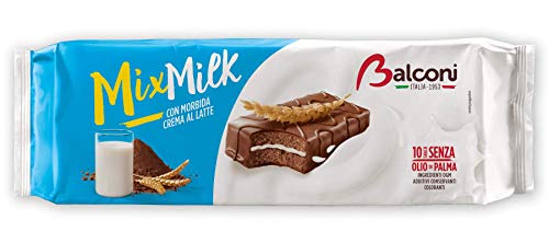 Balconi Mix Milk Kuchen Snack mit Milchcreme mit Schokolade überzogen (10x35g) 350g von Balconi