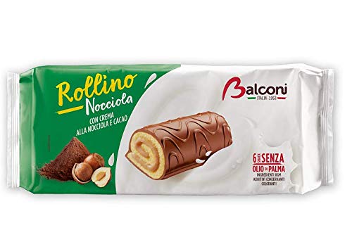 Balconi Rollino Nocciola Mini Kuchen mit Haselnusscreme mit Schokolade überzogen (6x37g) 222g von Balconi