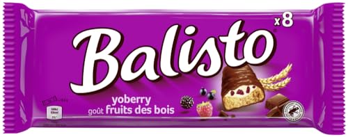 Balisto Schokoladen Großpackung, Yoberry, Getreide Schokoriegel mit Joghurt-Beeren, 8 x 18,5g, Schokolade, Müsliriegel, Schoko Großpackung (148g) von Balisto
