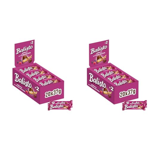 Balisto Schokoriegel Großpackung | Joghurt-Beeren-Mix, lila | 20 Riegel in einer Box (20 x 37 g) (Packung mit 2) von Balisto