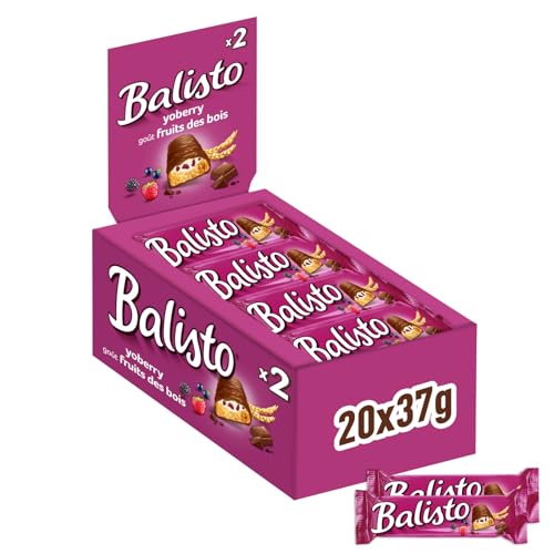 Balisto Schokoladen Großpackung, Yoberry, Getreide Schokoriegel mit Joghurt-Beeren, 20 x 37g, Schokolade, Müsliriegel, Schoko Großpackung (740g) von Balisto
