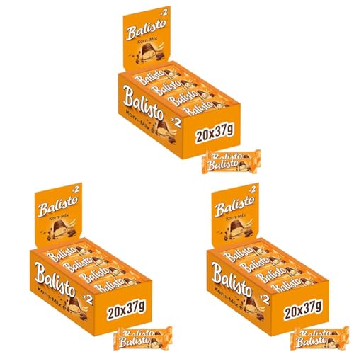 Balisto Schokoriegel | Korn-Mix, orange | 20 Riegel in einer Box (20 x 37 g) (Packung mit 3) von Balisto