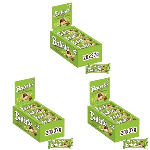 Balisto Schokoriegel | Müsli-Mix, grün | 20 Riegel in einer Box (20 x 37 g) (Packung mit 3) von Balisto