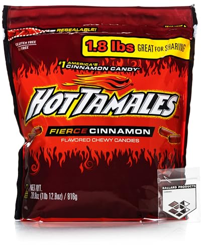 Hot Tamales Cinnamon Chewy Candy, Packung mit 1 Big Bag – je 0,8 kg – Großpackung Süßigkeitenbündel würziger Zimtbonbons – Bündel mit Ballard Products wiederverschließbarem Beutel Hot Tamales Cinnamon Chewy Candy, Packung mit 1 Big Bag – je 0,8 kg – Großpackung Süßigkeitenbündel würziger Zimtbonbons – Bündel mit Ballard Products wiederverschließbarem Beutel von Ballard Products