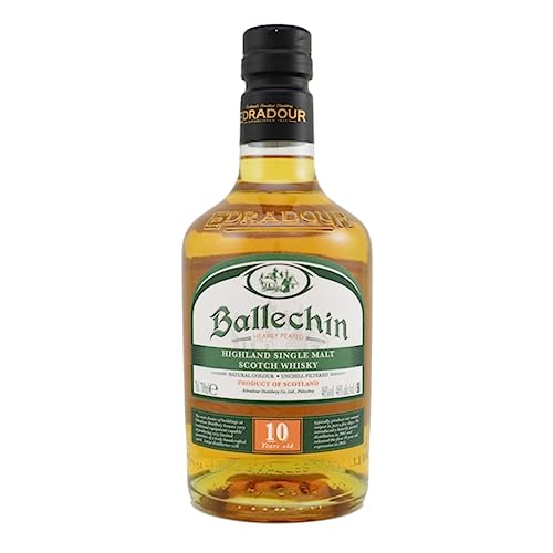 Ballechin | Single Malt Scotch Whisky | 700 ml | 46% Vol. | 10 Jahre in Bourbon- & Sherryfässern gereift | Nicht kühlfiltriert | Süßes & rauchiges Aroma | Geschmack von süßem Karamell & Torfrauch von Edradour