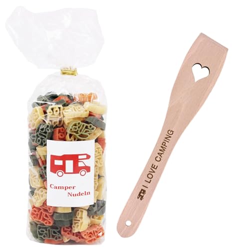 Wohnmobil Geschenk Camper Bunte Nudeln 250g und Pfannenwender Kochlöffel Herz mit Gravur I Love Camping Wohnmobil Geschenk Camper Bunte Nudeln 250g und Pfannenwender Kochlöffel Herz mit Gravur I Love Camping von Balna