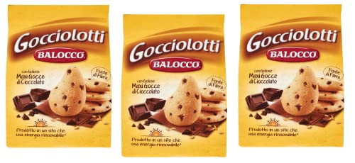 3x Balocco Gocciolotti Biscotti con gocce di cioccolato Kekse mit Schokoladenstückchen biscuits cookies 100% Italienische Kekse 350g von Balocco