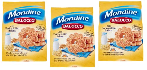 3x Balocco Mondine Biscotti con farina di riso e latte fresco italiano Kekse mit Reismehl und frischer italienischer Milch biscuits cookies 100% Italienische Kekse 350g von Balocco