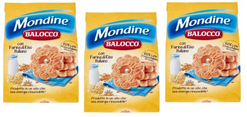 3x Balocco Mondine con Farina di Riso e Latte Fresco Italiano Kekse mit Reismehl und Frischer italienischer Milch Biscuits 700g von Balocco