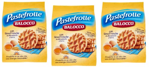 3x Balocco Pastefrolle Biscotti con latte italiano e uova fresche Kekse mit italienischer Milch und frischen Eiern biscuits cookies 100% Italienische Kekse 350g von Balocco