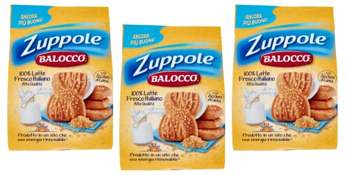 3x Balocco Zuppole Biscotti con latte fresco italiano e zucchero di canna Kekse mit frischer italienischer Milch und braunem Zucker biscuits cookies 100% Italienische Kekse 350g von Balocco