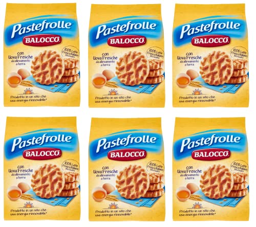 6x Balocco Pastefrolle Biscotti con latte italiano e uova fresche Kekse mit italienischer Milch und frischen Eiern biscuits cookies 100% Italienische Kekse 350g von Balocco