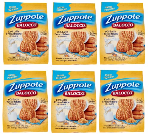 6x Balocco Zuppole Biscotti con latte fresco italiano e zucchero di canna Kekse mit frischer italienischer Milch und braunem Zucker biscuits cookies 100% Italienische Kekse 700g von Balocco