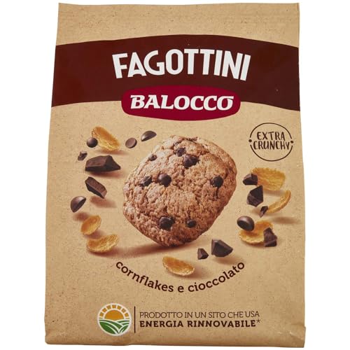 Balocco Fagottini Biscotti Integrali Vollkornkekse Kekse Biscuits mit Cornflakes Vollkorn Haferflocken und Schokoladenstückchen 700g von Balocco