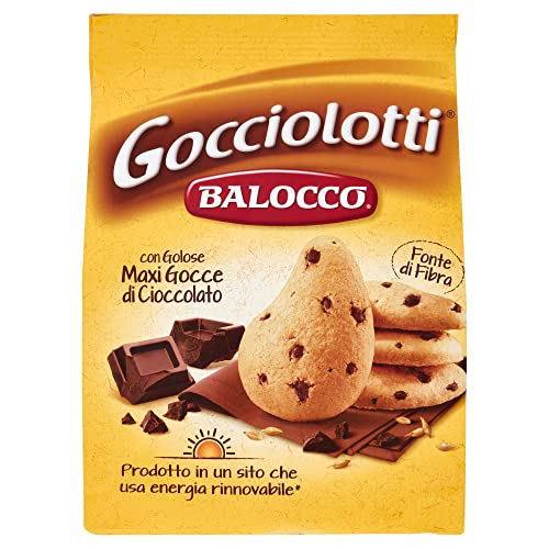 Balocco Gocciolotti Biscotti con gocce di cioccolato Kekse mit Schokoladenstückchen biscuits cookies 100% Italienische Kekse 350g von Balocco