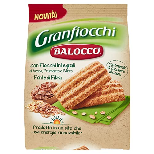 Balocco Granfiocchi Biscotti Integrali Vollkornkekse Kekse Biscuits mit Vollkorn Getreideflocken und mit braunen Zucker Körnern 700g von Balocco