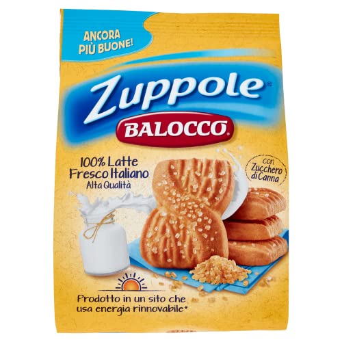 Balocco Zuppole Biscotti con latte fresco italiano e zucchero di canna Kekse mit frischer italienischer Milch und braunem Zucker biscuits cookies 100% Italienische Kekse 350g von Balocco