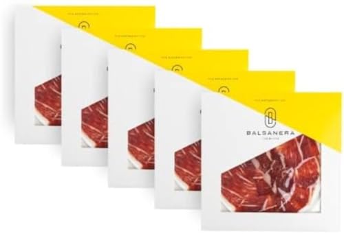 Balsanera Ibérico - 50% Iberico Schinken | 5 Umschläge x 80gr | Handgeschnitten | Vakuumverpackt | Reifung von 32 bis 40 Monaten von Balsanera Ibérico