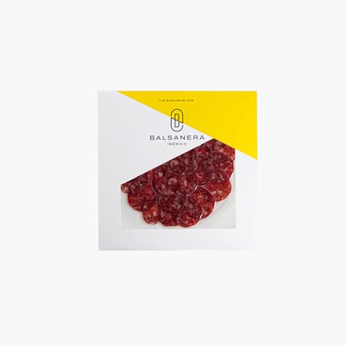 Balsanera Ibérico - Eichelmast-Iberico-Salchichón | 1 Packung mit 80 gr | In Scheiben geschnitten | Vakuumverpackt Balsanera Ibérico - Eichelmast-Iberico-Salchichón | 1 Packung mit 80 gr | In Scheiben geschnitten | Vakuumverpackt von Balsanera Ibérico