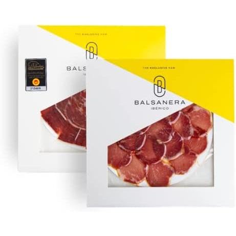 Balsanera Ibérico - Pack 2 x 80gr | 1 100% Iberischer Schinken G.U. Los Pedroches | 1 100% Iberischer Lendenstück | Handgeschnitten | Vakuumverpackt von Balsanera Ibérico