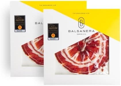 Balsanera Ibérico - Spanischer 100% Serrano Ibérico Schinken G.U. Los Pedroches | 5 Beutel x 80 gr | Prämiert mit 'Encina de Oro' und 'Great Taste Award' | Reifezeit von 32 bis 40 Monaten von Balsanera Ibérico