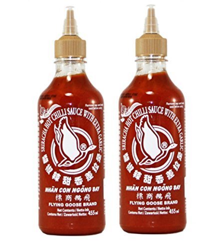 2 x Sriracha Scharfe Chilli Sauce Mit Extra Knoblauch GRATIS UK POST Fliegende Schwanenhals Ganz Scharfe Soße Thai Chinesisch Japanisch Dips Knoblauch Sauce von Balsara's