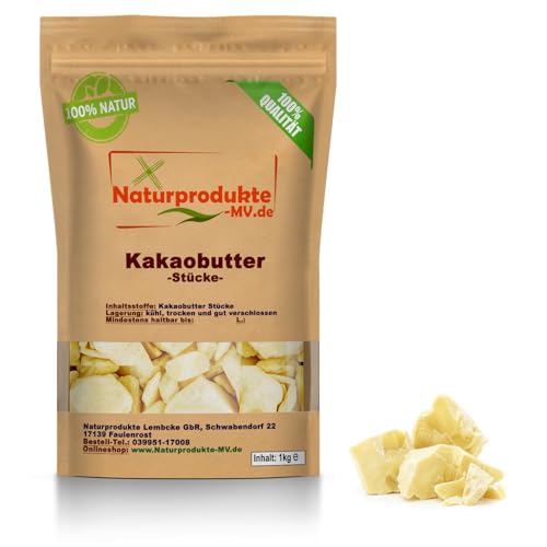 Kakaobutter Stücke 1kg Kakao Butter Chunks Nibs Theobroma cacao kaltgepresst von BalticNatura
